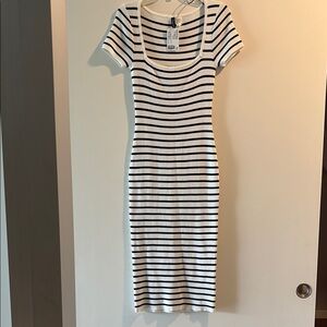 Striped ribbed maxi dress